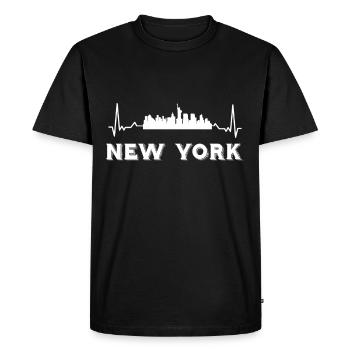 New York Heartbeat NYC Big Apple Statue de la Liberté - T-shirt Premium bio Homme - noir - Devant - Nico (187cm)