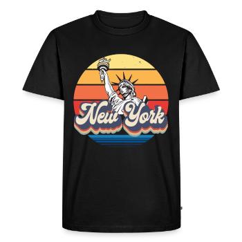 New York Retro Statue de la Liberté Skyline Big Apple - T-shirt Premium bio Homme - noir - Devant - Nico (187cm)