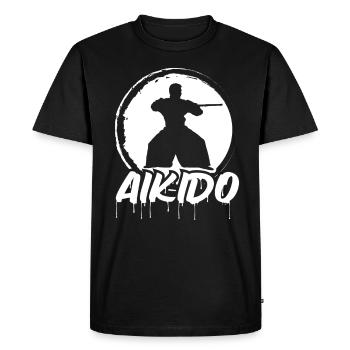 Amoureux de l’Aïkido Arts Martiaux Combattant d’Arts Martiaux - T-shirt Premium bio Homme - noir - Devant - Nico (187cm)