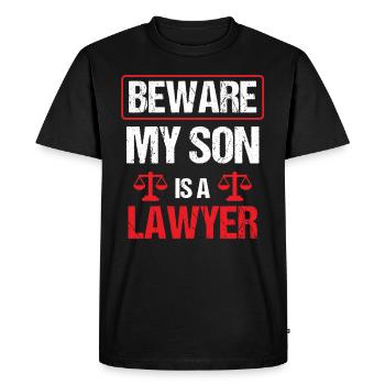 Caution My son is a lawyer lawyer - Men's Premium Organic T-Shirt - black - Front - Nico (187cm)