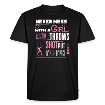Shot Put I Athletics Discus Thrower Motif - Men's Premium Organic T-Shirt - black - Front - Nico (187cm)