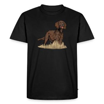 Hunter Hunting Push Hunt Cadeau allemand à poil long - T-shirt Premium bio Homme - noir - Devant - Nico (187cm)