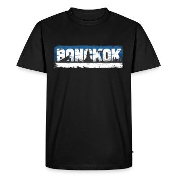 Vintage Thailand Vacation Asia Sunset Bangkok - Men's Premium Organic T-Shirt - black - Front - Nico (187cm)