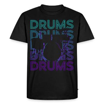 Drums Retro Gift - Men's Premium Organic T-Shirt - black - Front - Nico (187cm)