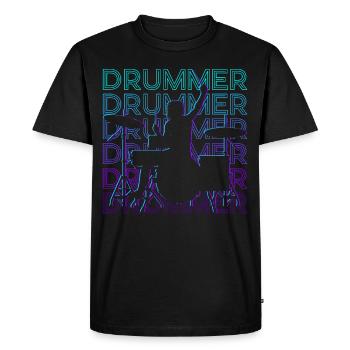 Drummer Retro Gift - Men's Premium Organic T-Shirt - black - Front - Nico (187cm)