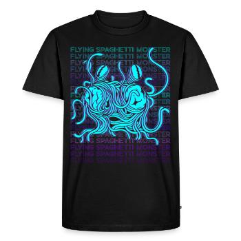Flying Spaghetti Monster Pastafari FSM Atheist Ges - Men's Premium Organic T-Shirt - black - Front - Nico (187cm)