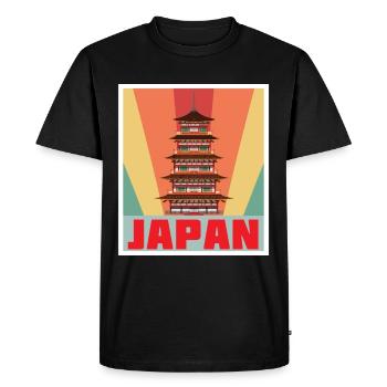 Temple Japon Tokyo Tower Rétro - T-shirt Premium bio Homme - noir - Devant - Nico (187cm)