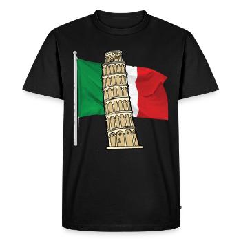 Italy flag with leaning tower of Pisa - Men's Premium Organic T-Shirt - black - Front - Nico (187cm)