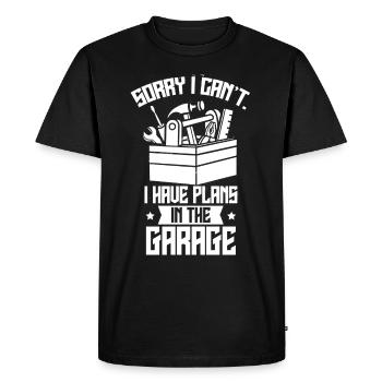 désolé ne peut pas avoir de plans dans le garage - T-shirt Premium bio Homme - noir - Devant - Nico (187cm)