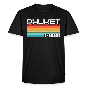 Vintage Thaïlande Vacances Asie Coucher de Soleil Phuket - T-shirt Premium bio Homme - noir - Devant - Nico (187cm)