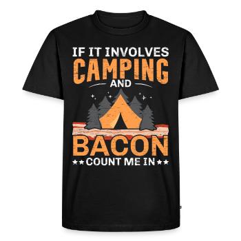 Quand il s’agit de camping et de bacon, je suis une cam - T-shirt Premium bio Homme - noir - Devant - Nico (187cm)
