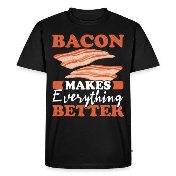 Le bacon rend tout meilleur Amateur de viande Bacon - T-shirt Premium bio Homme - noir - Devant - Nico (187cm)