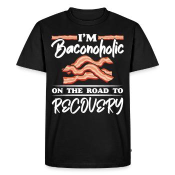 Je suis Baconoholic sur le chemin de la récupération Baco - T-shirt Premium bio Homme - noir - Devant - Nico (187cm)