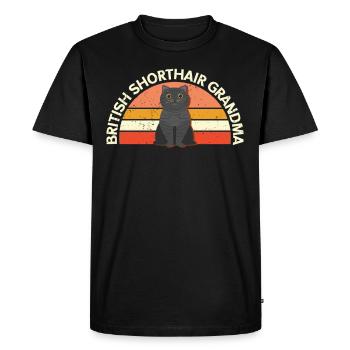Grand-mère britannique à poil court | Cadeau maman chat - T-shirt Premium bio Homme - noir - Devant - Nico (187cm)