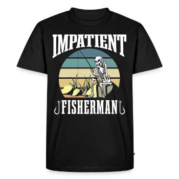 Impatient Fisherman Angler Fishing Fishing - Men's Premium Organic T-Shirt - black - Front - Nico (187cm)