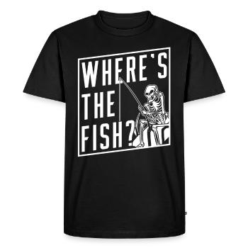 Where is the fish? Anglers Fishing Fishermen Fishing - Men's Premium Organic T-Shirt - black - Front - Nico (187cm)