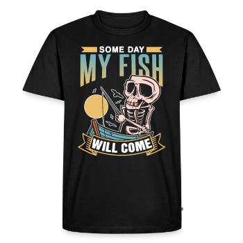 One day my fish will bite fishermen - Men's Premium Organic T-Shirt - black - Front - Nico (187cm)