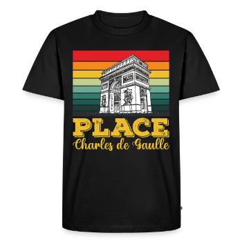Place Charles de Gaulle Paris Arc de Triomphe - T-shirt Premium bio Homme - noir - Devant - Nico (187cm)