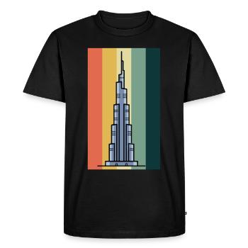 Burj Khalifa Dubai Retro Émirats Arabes Unis - T-shirt Premium bio Homme - noir - Devant - Nico (187cm)