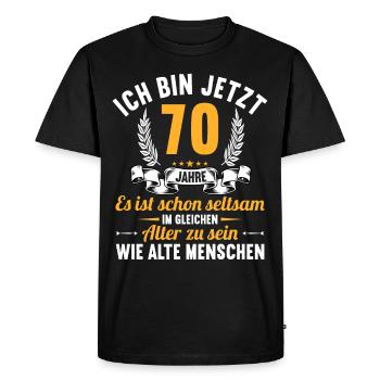 Seltsam im gleichen Alter wie alte 70. Geburtstag - Männer Premium Bio T-Shirt - Schwarz - Vorne - Nico (187cm)