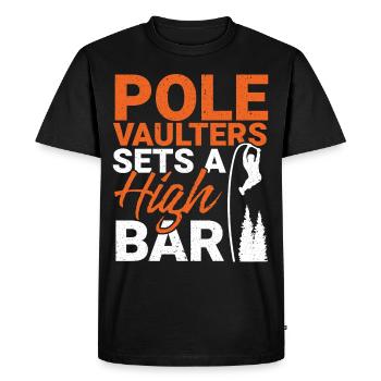 Pole vaulter sets high bar in pole vault - Men's Premium Organic T-Shirt - black - Front - Nico (187cm)