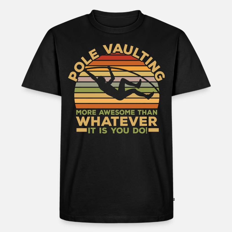 Retro Stabhochspringer Leichtathletik Stabhochspru - Männer Premium Bio T-Shirt - Schwarz