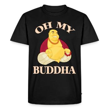 Oh my Buddha Buddhism Meditation Relax - Men's Premium Organic T-Shirt - black - Front - Nico (187cm)