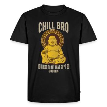 Buddha Chill Bro Meditation Stress Reduction - Men's Premium Organic T-Shirt - black - Front - Nico (187cm)