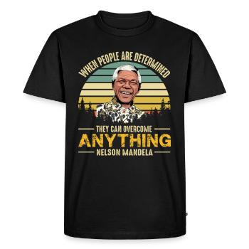 Nelson Mandela Quota Liberté Afrique - T-shirt Premium bio Homme - noir - Devant - Nico (187cm)