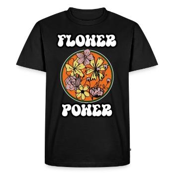 Flower Power - T-shirt Premium bio Homme - noir - Devant - Nico (187cm)