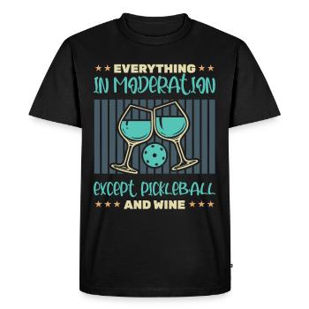 Drôle de vin et de pickleball - T-shirt Premium bio Homme - noir - Devant - Nico (187cm)