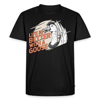 Life Is Better With A Goose Animal Geese - Men's Premium Organic T-Shirt - black - Front - Nico (187cm)