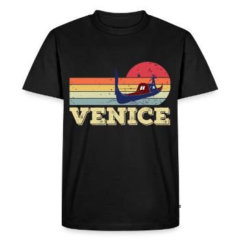 Venise Grand Canal Gondole Italie Romance - T-shirt Premium bio Homme - noir - Devant - Nico (187cm)