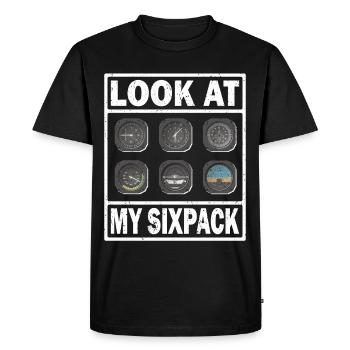 Pilot Look My Sixpack Airplane Aviation Flyer - Men's Premium Organic T-Shirt - black - Front - Nico (187cm)