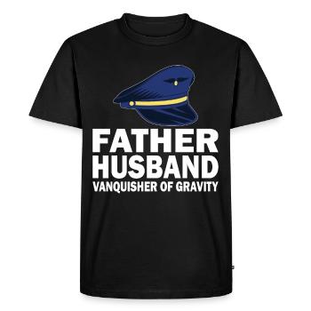 Pilot Father Husband Vanquisher Gravity Airplane - Men's Premium Organic T-Shirt - black - Front - Nico (187cm)