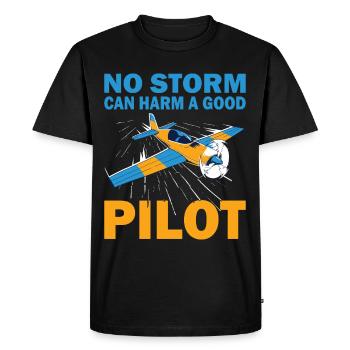 Pilot No Storm Can Harm Airplane Aviation Flyer - Men's Premium Organic T-Shirt - black - Front - Nico (187cm)