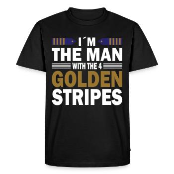 Pilot Man With 4 Golden Stripes Airplane Aviation - Men's Premium Organic T-Shirt - black - Front - Nico (187cm)