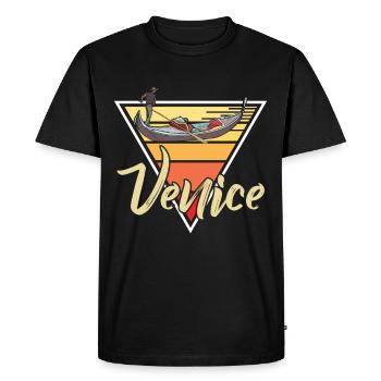 Italie Venise Gondole Grand Canal Romance - T-shirt Premium bio Homme - noir - Devant - Nico (187cm)