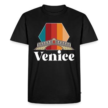 Canal de Venise Gondole Italie Lagune Mer - T-shirt Premium bio Homme - noir - Devant - Nico (187cm)