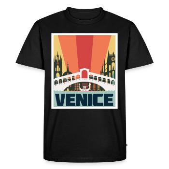 Pont de Venise Italie Télécabine gothique du Grand Canal - T-shirt Premium bio Homme - noir - Devant - Nico (187cm)