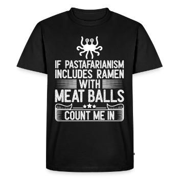 Le monstre spaghetti volant - T-shirt Premium bio Homme - noir - Devant - Nico (187cm)
