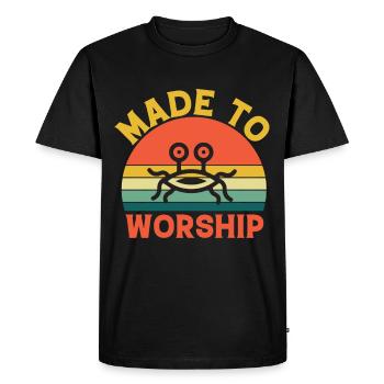 Flying Spaghetti Monster Pastafarianism FSM - Men's Premium Organic T-Shirt - black - Front - Nico (187cm)
