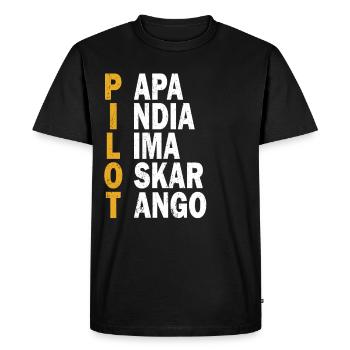 Pilot Akrostichon Airplane Aviation Helicopter - Men's Premium Organic T-Shirt - black - Front - Nico (187cm)
