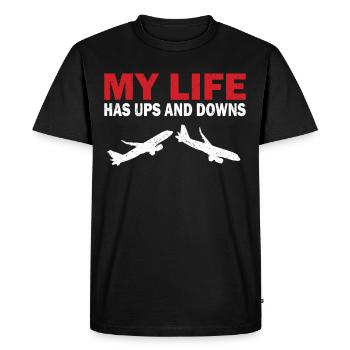 Pilot Life Has Ups And Downs Aircraft Aviation - Men's Premium Organic T-Shirt - black - Front - Nico (187cm)