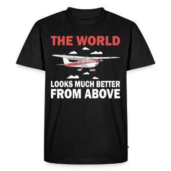 Pilot World Better From Above Aircraft Aviation - Men's Premium Organic T-Shirt - black - Front - Nico (187cm)