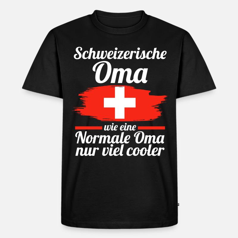Schweizerin Schweizer Oma Schweiz - Männer Premium Bio T-Shirt - Schwarz