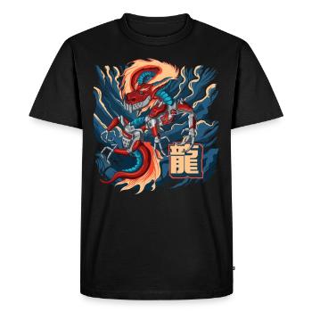 Cyborg Dragon Japanese Cyber-Punk Cyber-Aesthetic - Men's Premium Organic T-Shirt - black - Front - Nico (187cm)