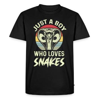 Le garçon aime le serpent cobra serpent boa - T-shirt Premium bio Homme - noir - Devant - Nico (187cm)
