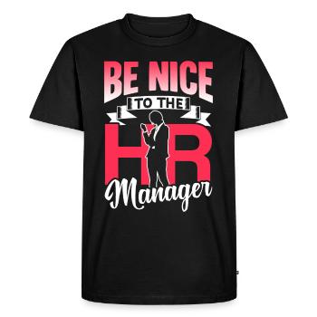 Soyez gentil avec le responsable RH RH - T-shirt Premium bio Homme - noir - Devant - Nico (187cm)