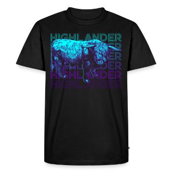 Highlander Scottish Highland Cow Retro - Men's Premium Organic T-Shirt - black - Front - Nico (187cm)